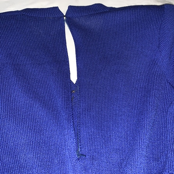 Vintage Gorgeous Knitted V-Neck Authentic St John by Marie Gray Dress Royal Blue - Picture 8 of 12